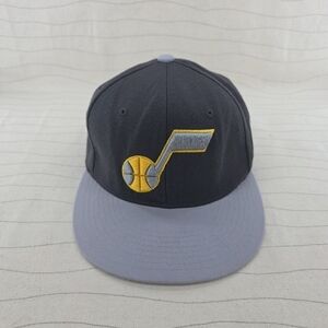 Zephyr Mens Utah Jazz Flat Brim Gray Yellow Hat Cap Size 7 1/4